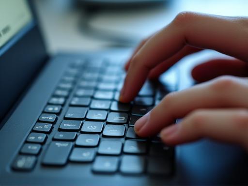 Closeup of a keyboard with a license plate number being typed.