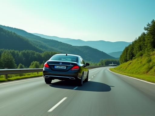 A car driving on a scenic Czech motorway.